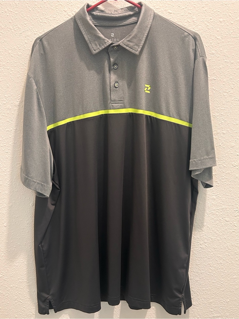 ZELOS light Gray and Dark Gray  Polo with Neon Yellow strip